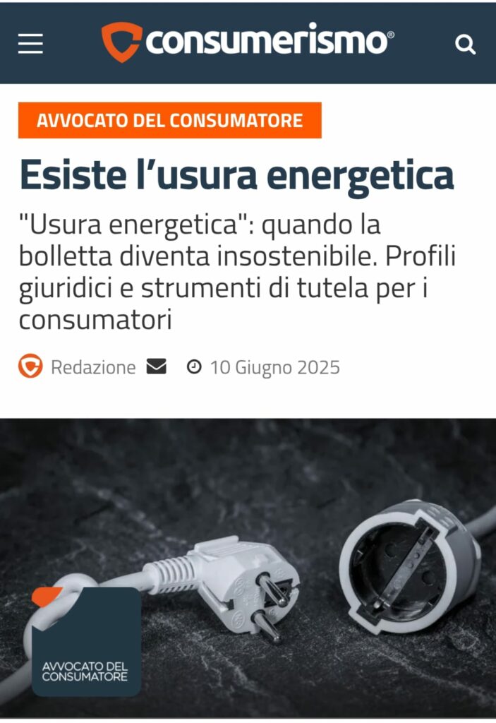 USURA ENERGETICA: Un tema che merita riflessione, attenzione normativa e un approccio concreto a tutela di famiglie, imprese e diritti fondamentali.